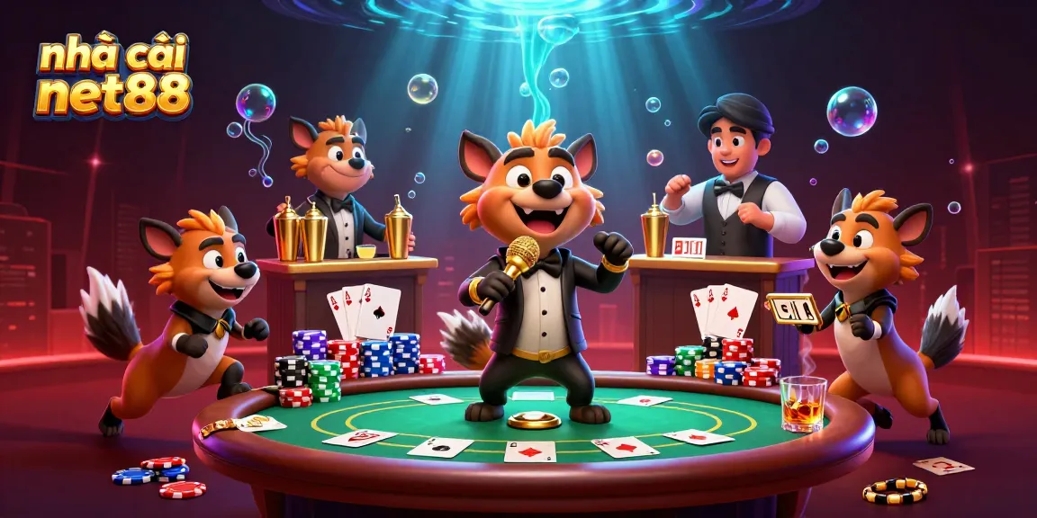 Engage in immersive comedy at nhà cái net88's casino with hyena characters entertaining players.
