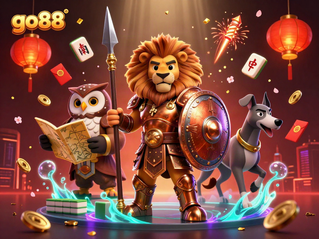 Play go88 and experience thrilling casino elements in a vibrant, dynamic illustration.