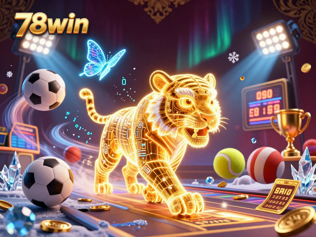 Experience thrilling gameplay with 78win, where a neon tiger encapsulates the digital casino vibe.