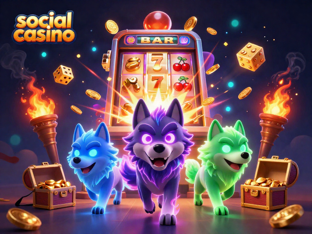 Engage in the thrilling action of the social casino with magical wolves and exciting game symbols.