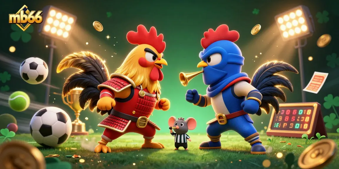 Bet big at mb66 with intense rooster fights and dramatic casino-themed action.