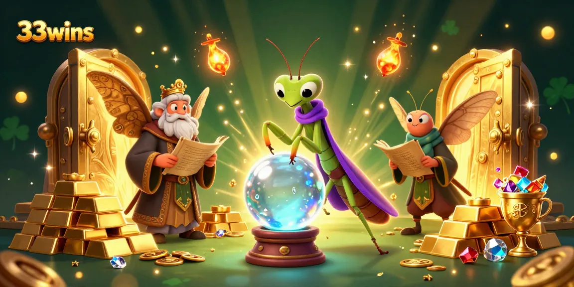 Experience the magic of 33wins with a vibrant fortune teller scene showcasing luck and riches.