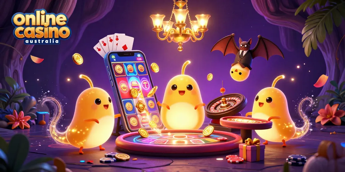 Play exciting games at online casino australia, featuring vivid glowworms and a bat dealer in action.