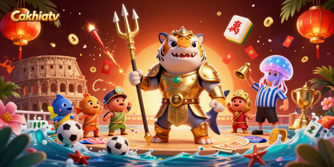 CakhiaTV enhances the sports betting experience with a vibrant underwater colosseum scene full of excitement.